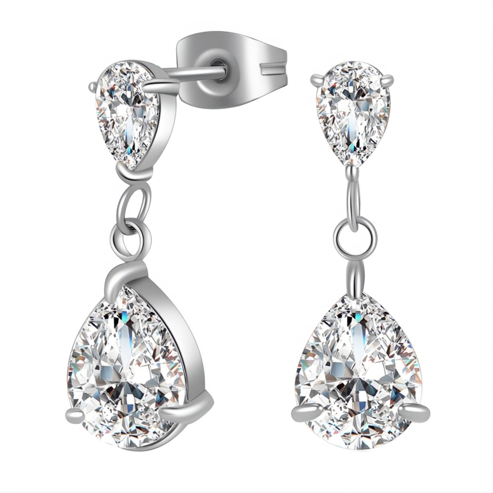 Elegant Silver Teardrop Earrings Stainless Steel